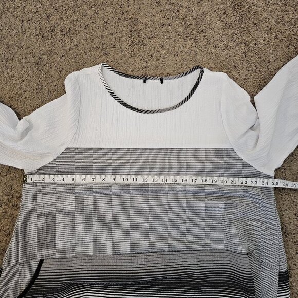 Moon Light Textured Check Striped Oversized Lagenlook Flowy Artsy Tunic Top XXL - Picture 6 of 7